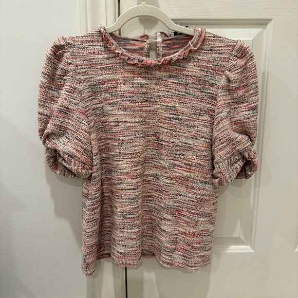 Fate Tweed multi color short sleeve puff sleeve top - Picture 4 of 7